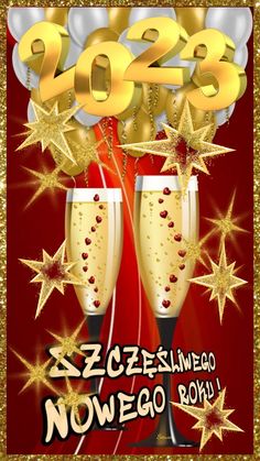 Dwa kieliszki szczęśliwego nowego 2023 roku